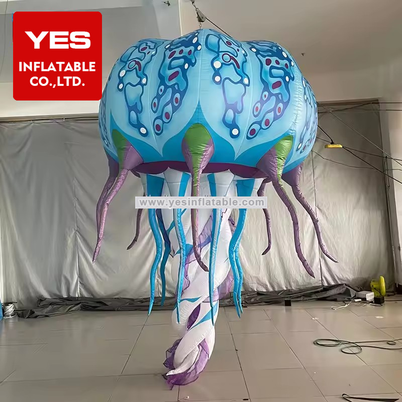 Outdoor Decorative Hanging Inflatable Jellyfish Balloon With Led Light