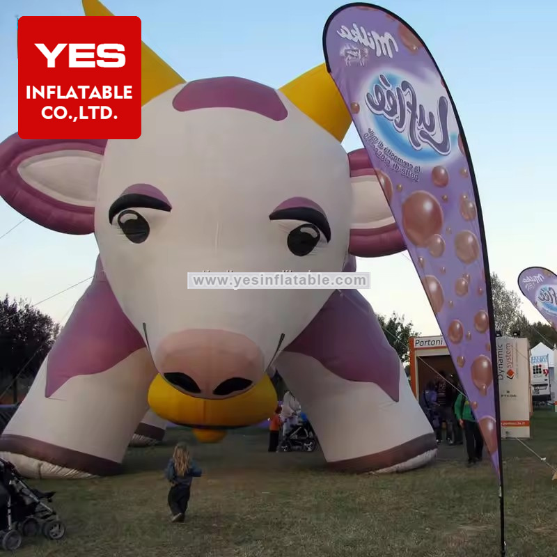 Best price factory OEM inflatable advertising cartoon model cow