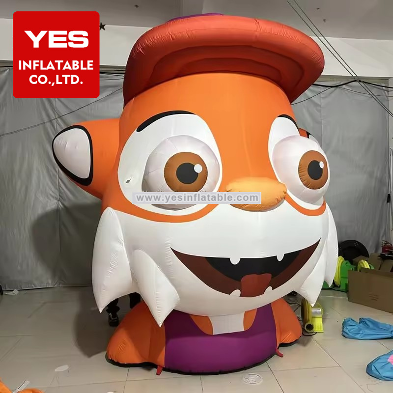 High Quality Inflatable Cartoon Animals Model Big Eyes Inflatable Cartoon Fox Head