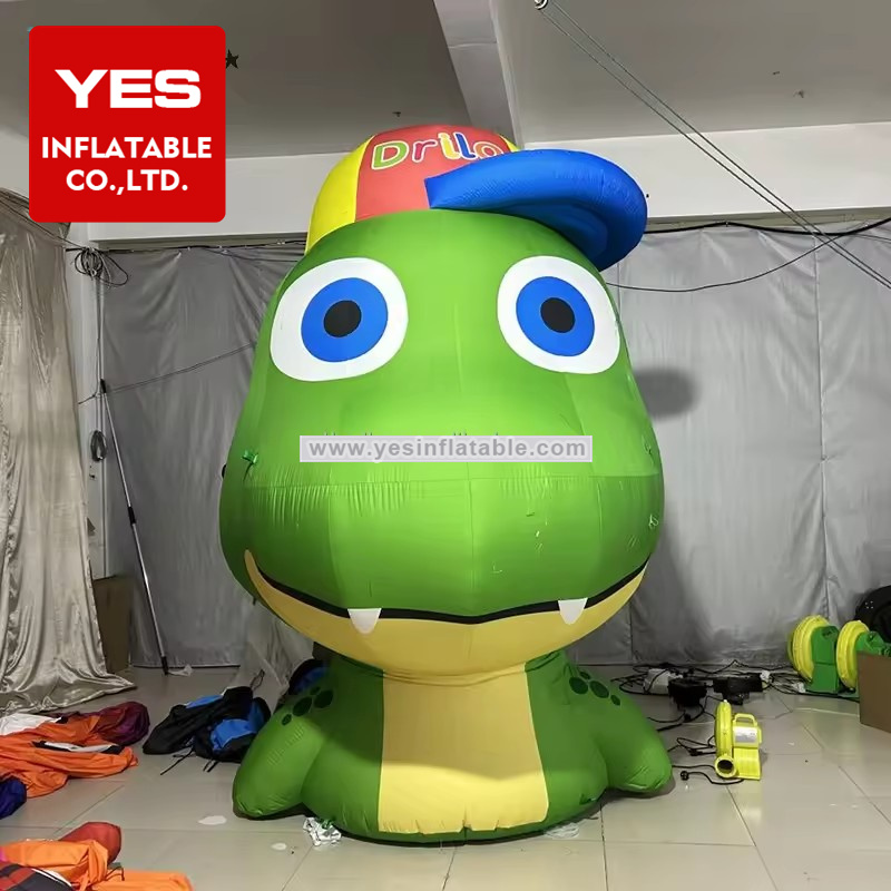 Cute Inflatable Mascot Animals Model Wear Hat Inflatable Dinosaur Head