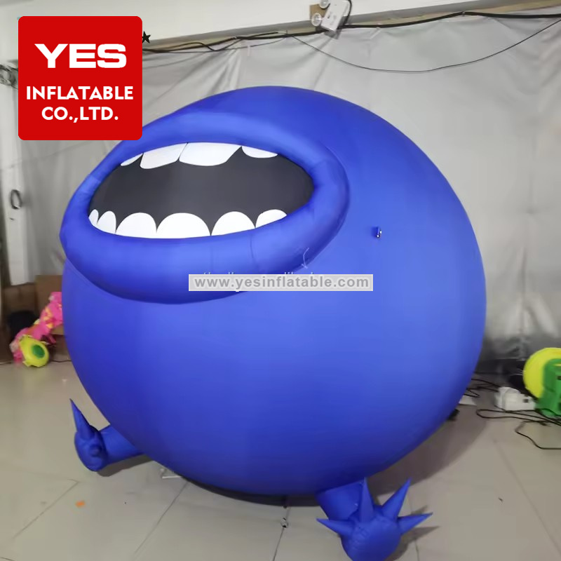 Hot Sale Inflatable Cartoon Model Blue Spherical Big Mouth Inflatable Monster