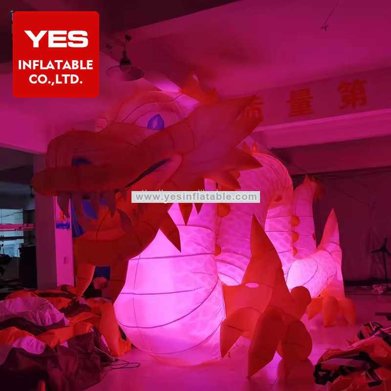 custom festival flower parade prop giant led inflatable dragon lantern