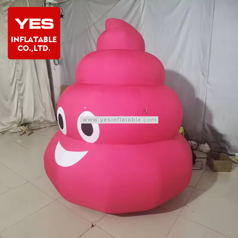 Customized Funny Inflatable Props Pink Inflatable Smile Poop