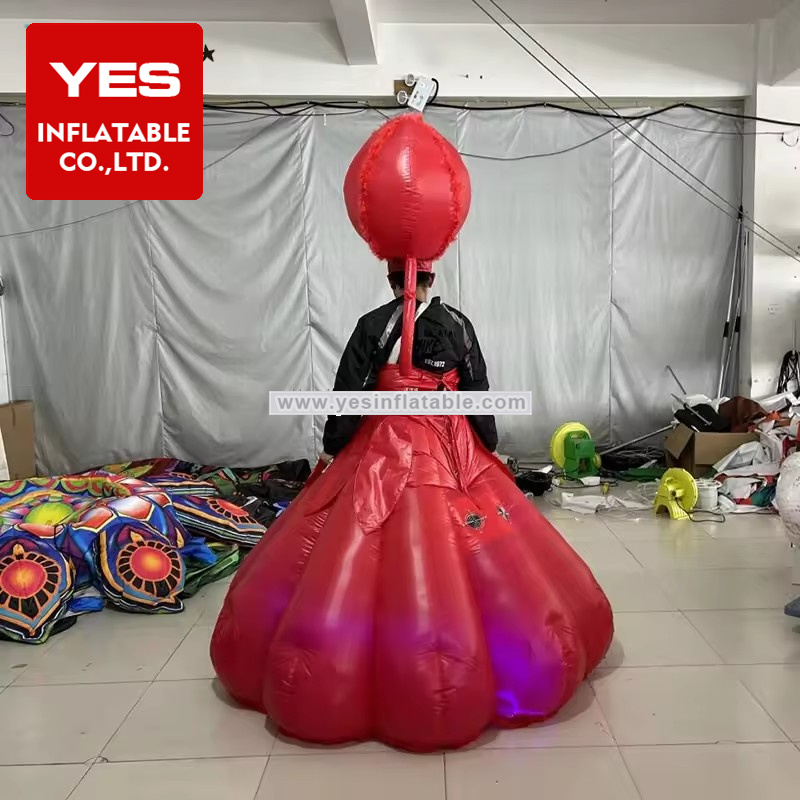 Custom Led Inflatable Performance Costume Red Inflatable Dress For Party