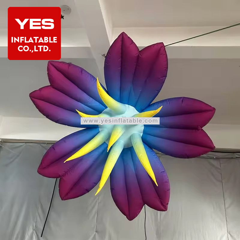 Nightclubs hangable inflatable LED flower for stage decoration