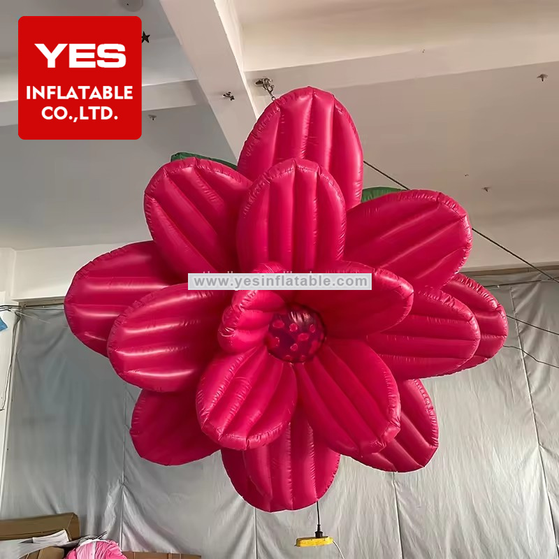 OEM Ceiling hanging colorful inflatable LED Flower Lighting for stage decoration