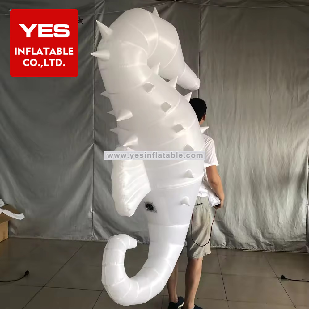 Customized White Inflatable Mascot Costume Inflatable Seahorse Costume