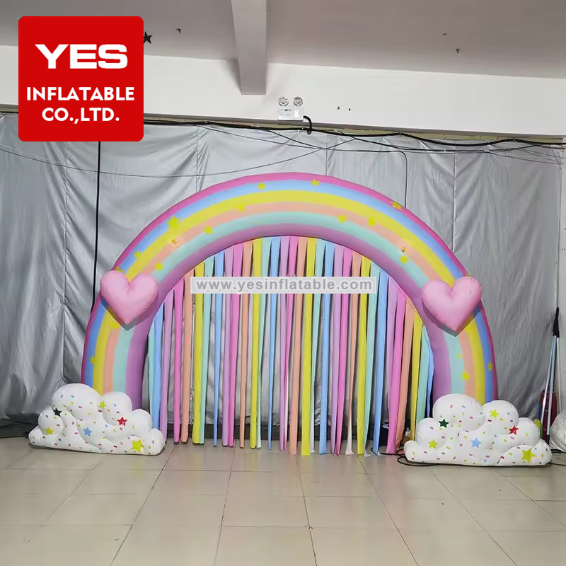 Custom Event Pink Inflatable Cloud Arch For Birthday Party