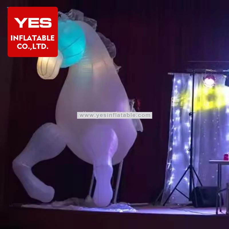 Adult Wearable Walking White Inflatable LED Horse Costume