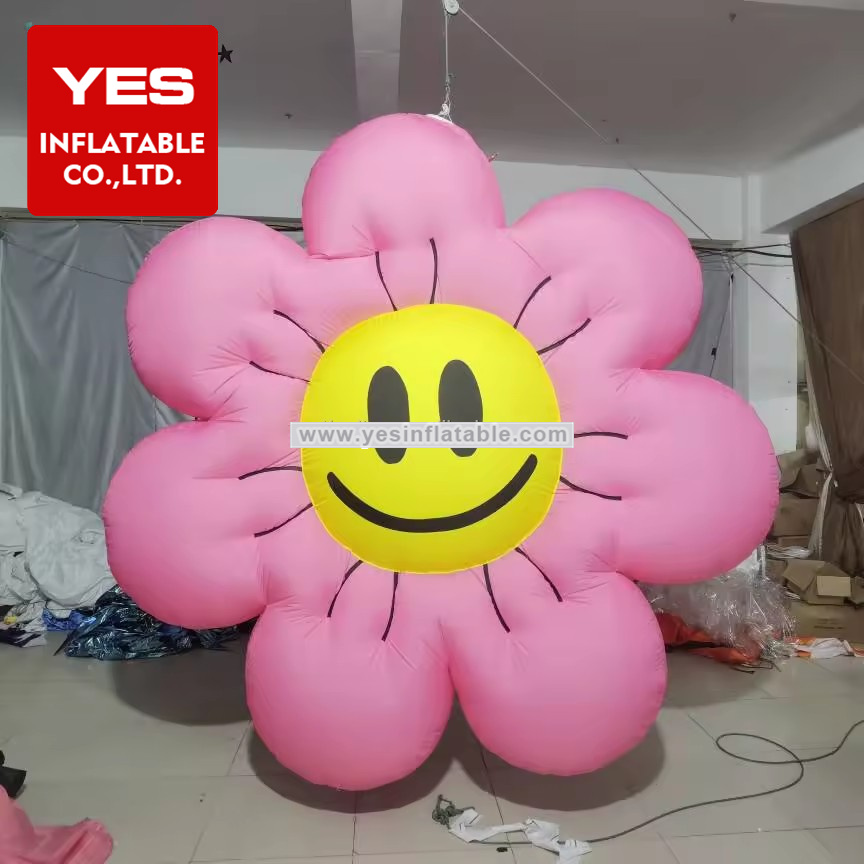 Hot Sale Custom Colourful Wedding Activity Decoration Inflatable Smiley Face Flower