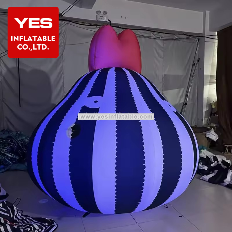 custom air blow striped balloon LED inflatable design for music festival