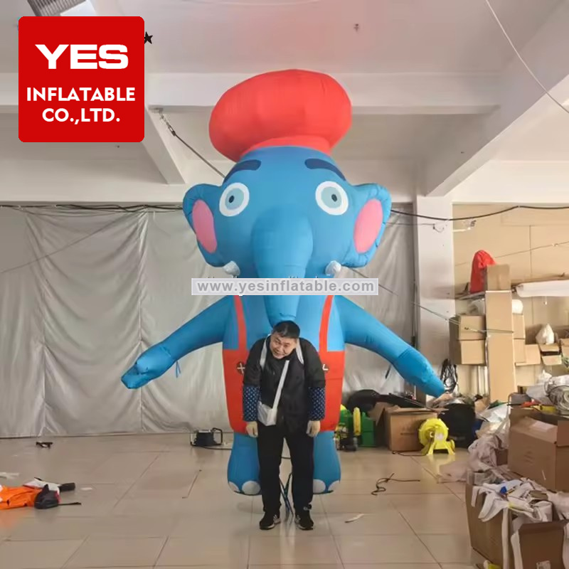 Parade Inflatable Walking Costume Red Hat Bule Inflatable Elephant Costume