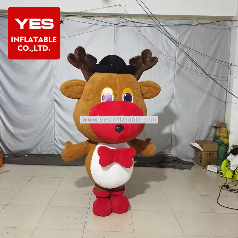 Christmas soft plush walking mascot inflatable parade deer costume