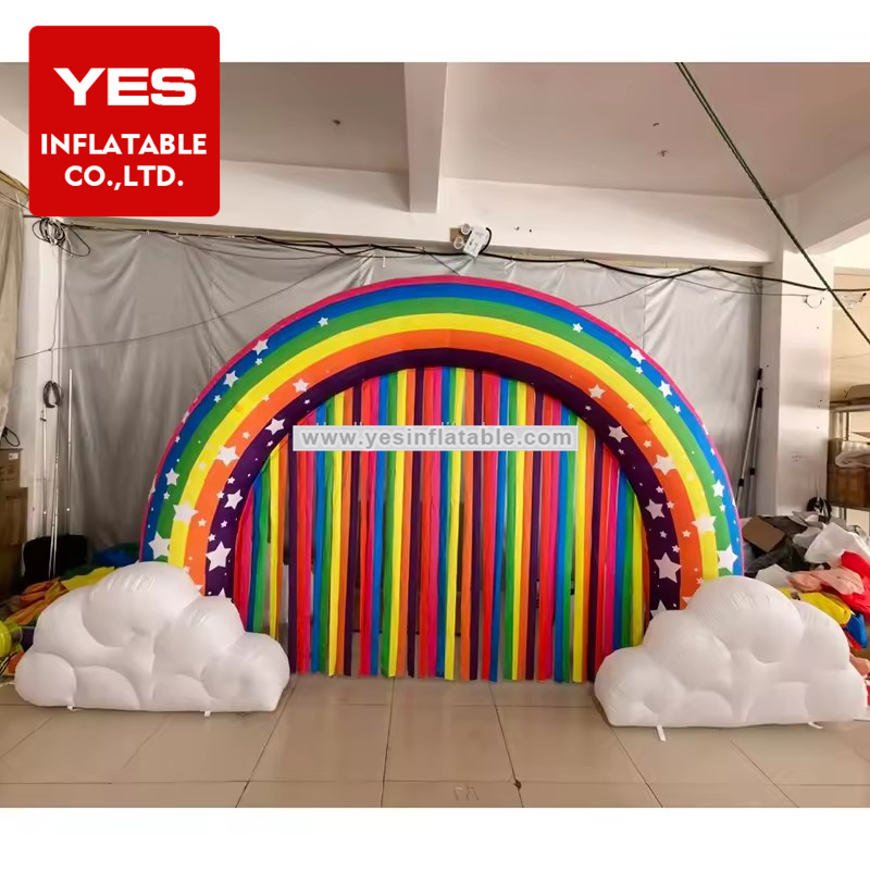 Lighted Inflatable Rainbow Tunnel Arch Colorful Gonflable Rainbow