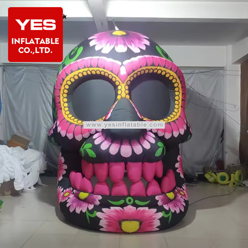 Wholesale Inflatable Halloween Decoration Skull Colorful Inflatable Skull Skeleton For Sale