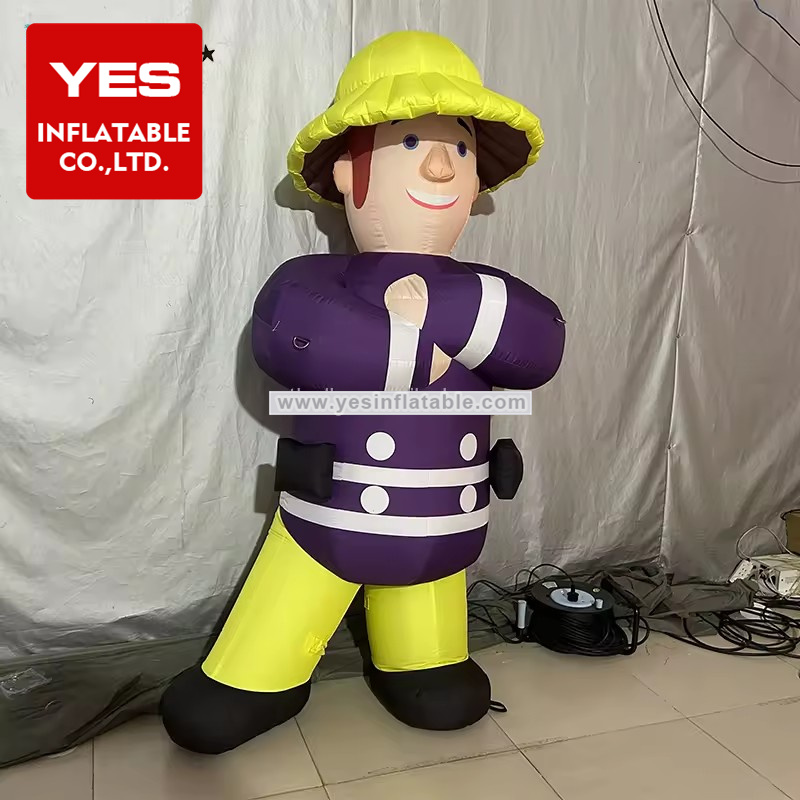 Customized Cartoon Character Image Inflatable Cartoon Firefighter Inflatable Fireman For Sale