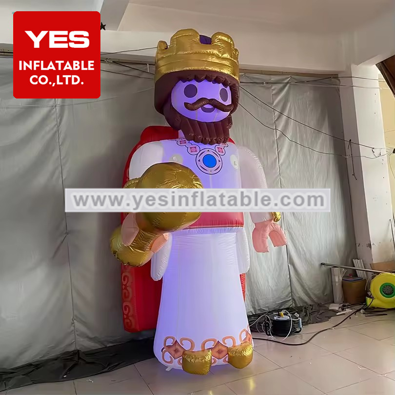 Hot Sale Advertising Inflatable King Inflatable Cartoon Mascot Figure Model With Led Light