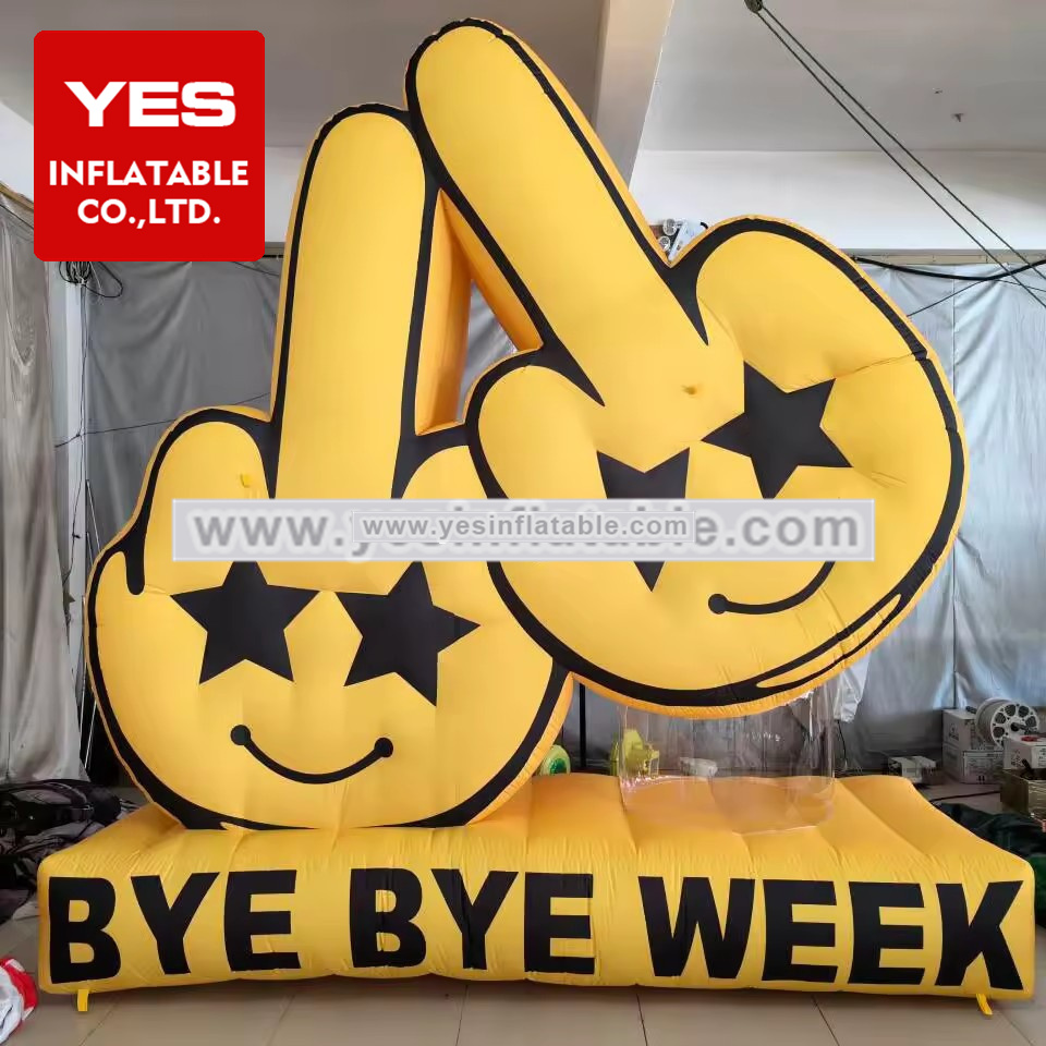 High Quality Custom Inflatable Advertising Product Yellow One-Finger Salute Inflatable   Advertising Board