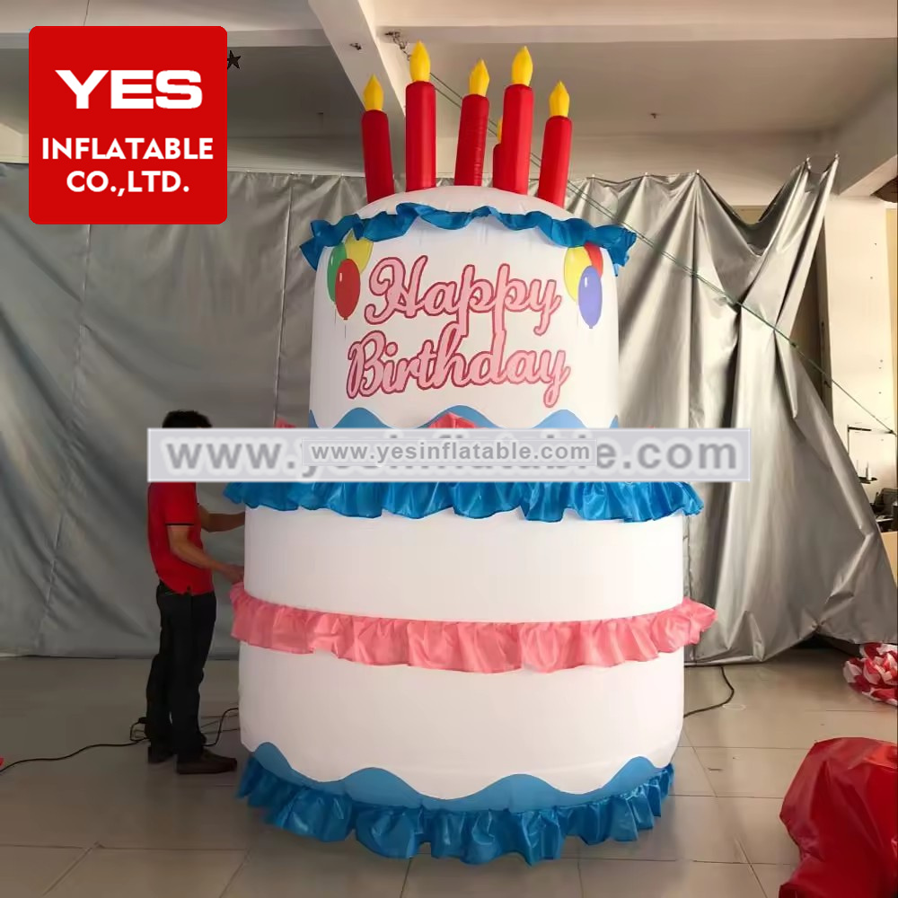 Outdoor custom inflatable giant cake birthday party decoration