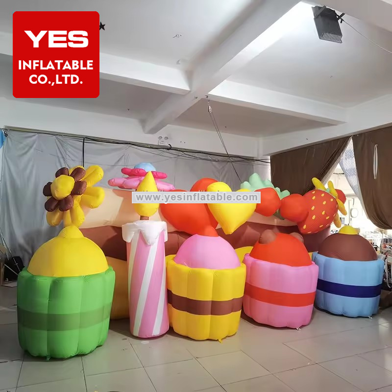 Amusement Park Inflatable Model Inflatable Strawberry Candle Flower Inflatable Cake