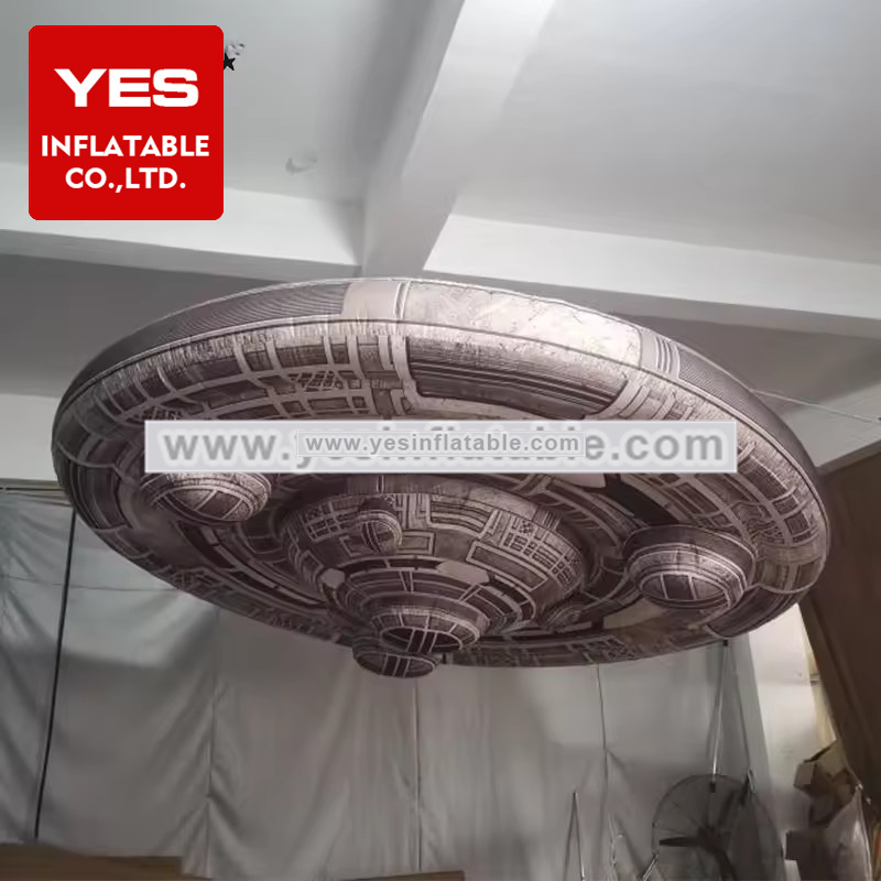 Event Decoration Alien Spacecraft LED lighted giant sliver ufo inflatable balloon