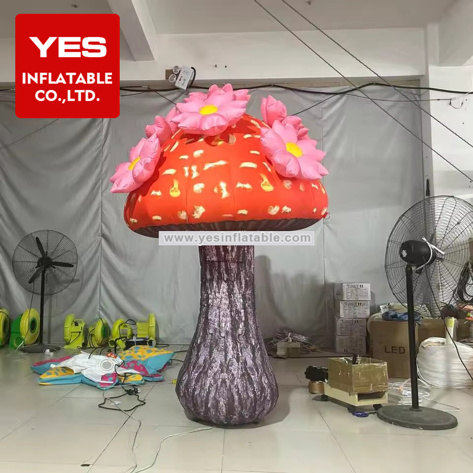 Party Supply Vivid Colorful Giant Red Flower Spotted Poisonous Inflatable Mushroom