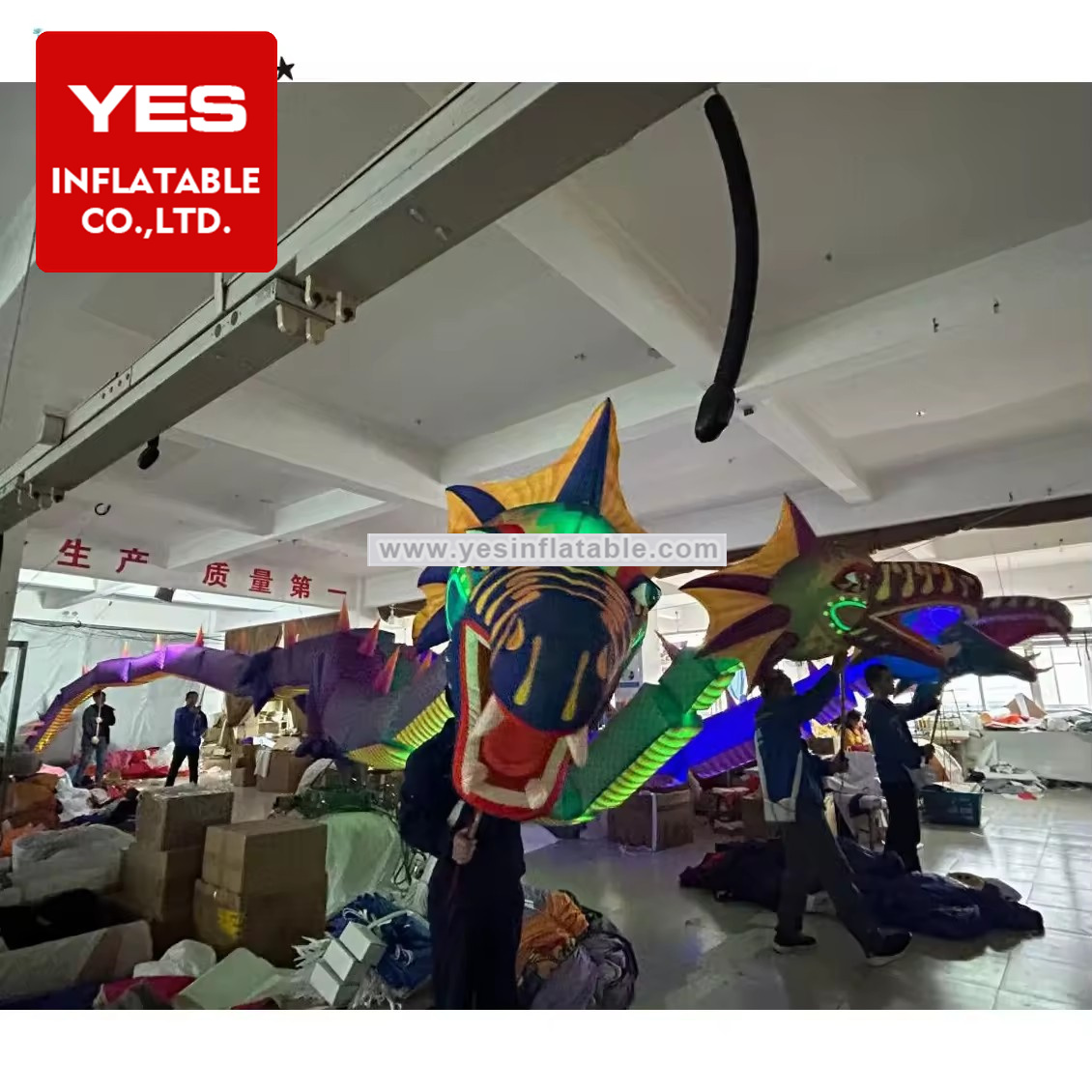 High Quality Inflatable Dragon Dance Long Giant Inflatable Three Head Dragon