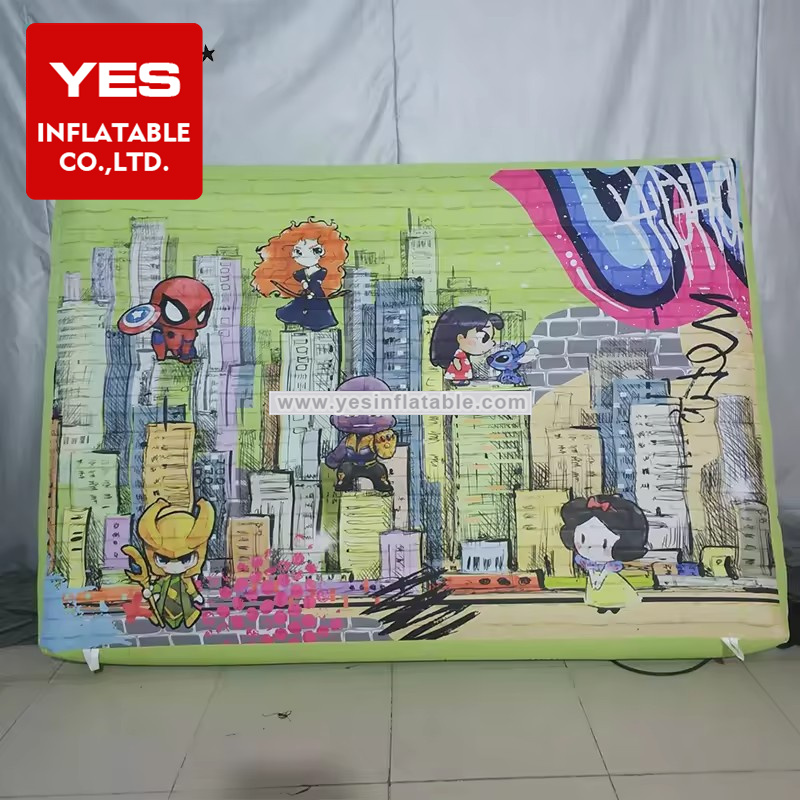 cartoon figure group photo inflatable wall background children