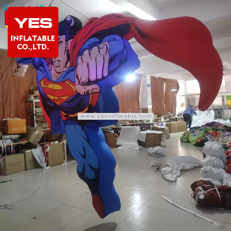 Factory Custom Hangable Led Light Inflatable Super Hero Model Air Blow Cartoon Model For   Sale