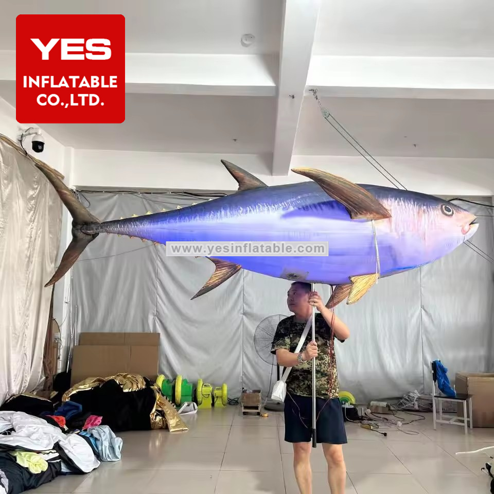 China Customized Inflatable Marine Animal Model Inflatable Tuna Parade Inflatable Fish With Led Light