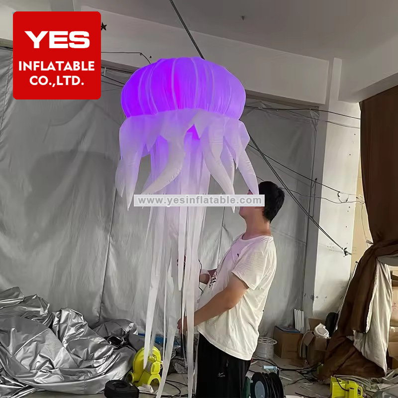 Large Hanging Inflatable Ads Adorn Inflatable Marine Animals Inflatable Jellyfish With Led Light