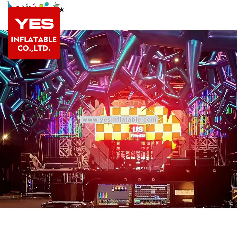 Nightclub inflatable stage decorations giant inflatable star with LED light