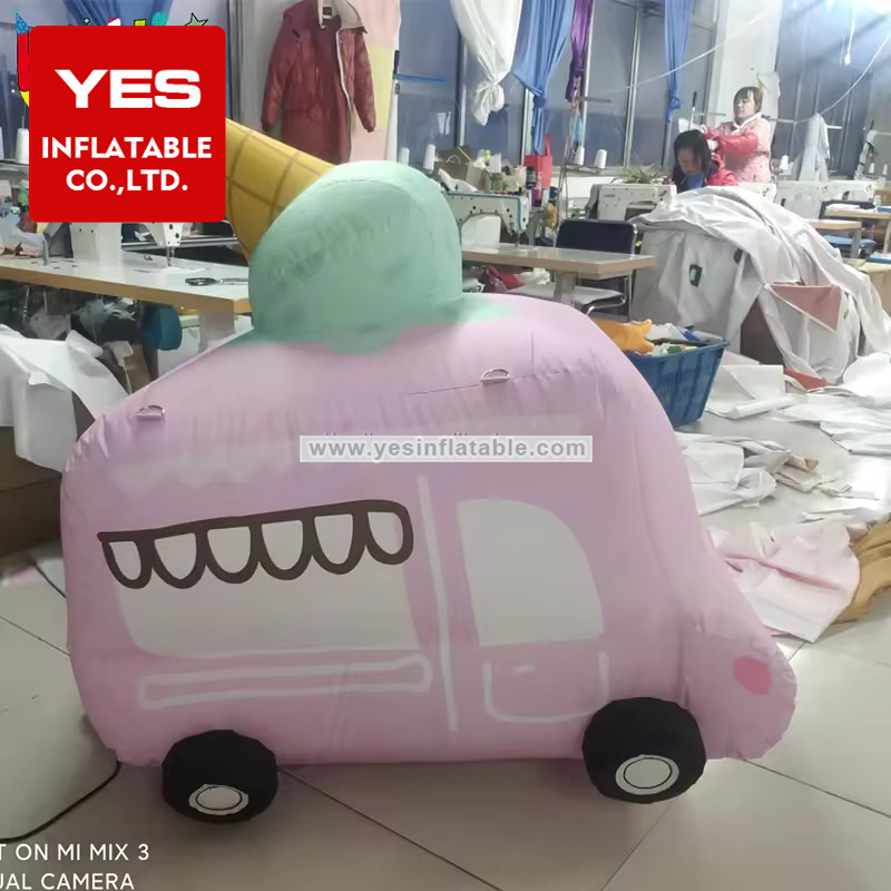 Cute Inflatable Advertising Model Pink Inflatable Cartoon Car For Outdoor Decoration