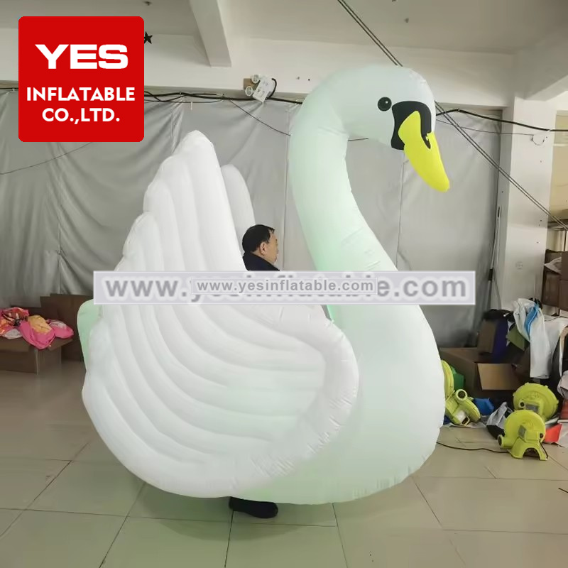 street parade lighted white swan inflatable walking mascot