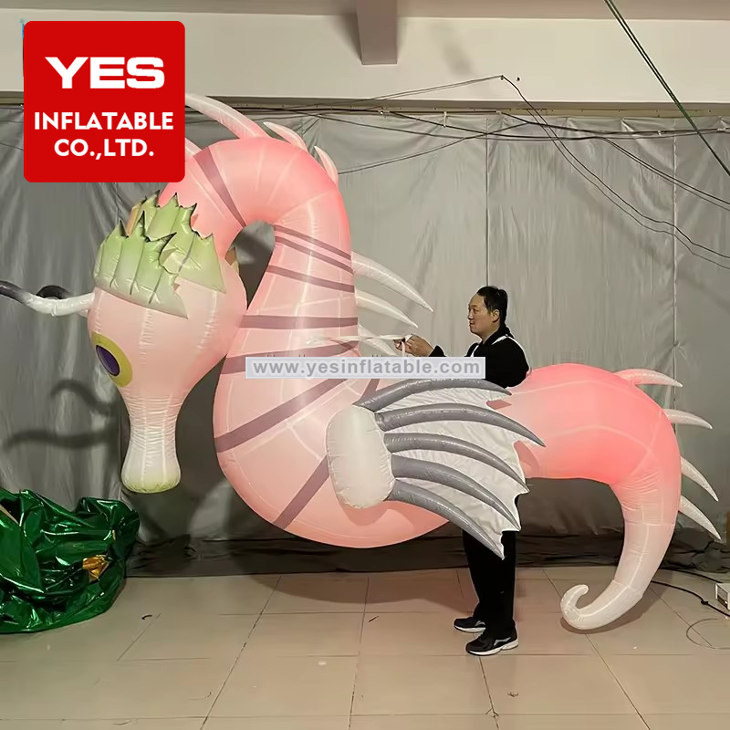 LED lighted inflatable walking props riding seahorse ocean parade costumes