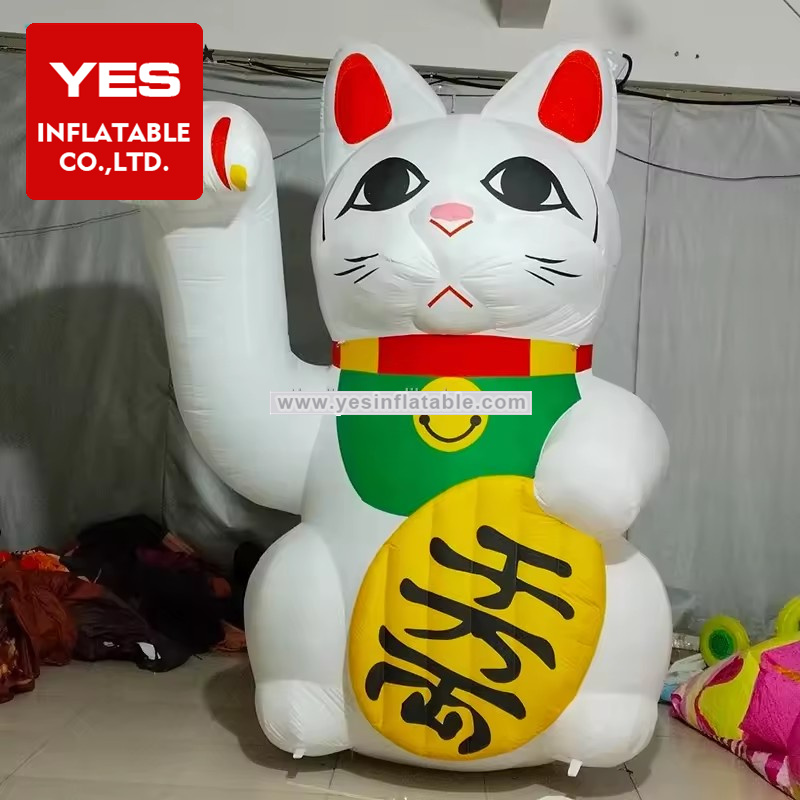 Printed logo lucky cat animals mascot giant inflatable maneki neko