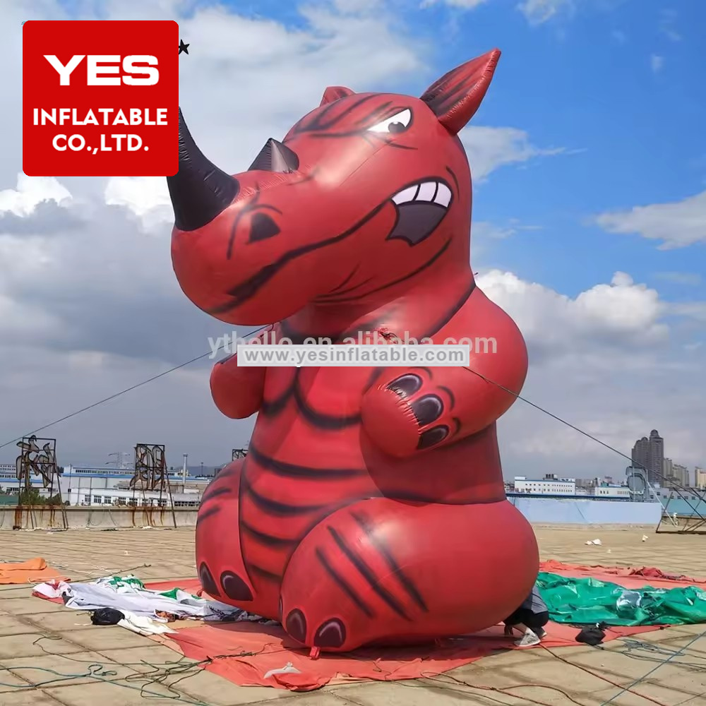 customized advertising rhino hippo animal mascot profile cut giant inflatable rhinoceros