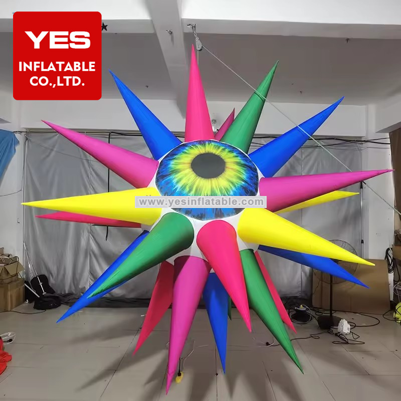 Pretty Outdoor Event Hanging Led Lighting Inflatable Star For Party Decoration