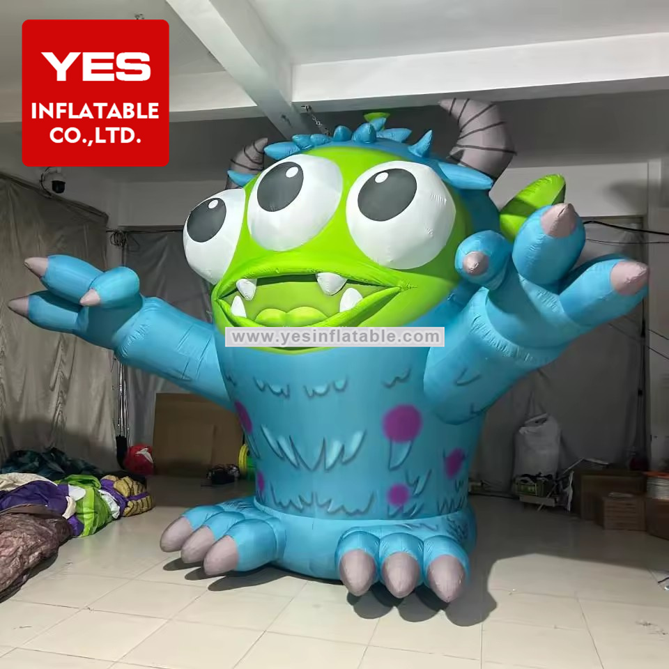 cartoon green 3 eyes alien inflatable action figure model monster