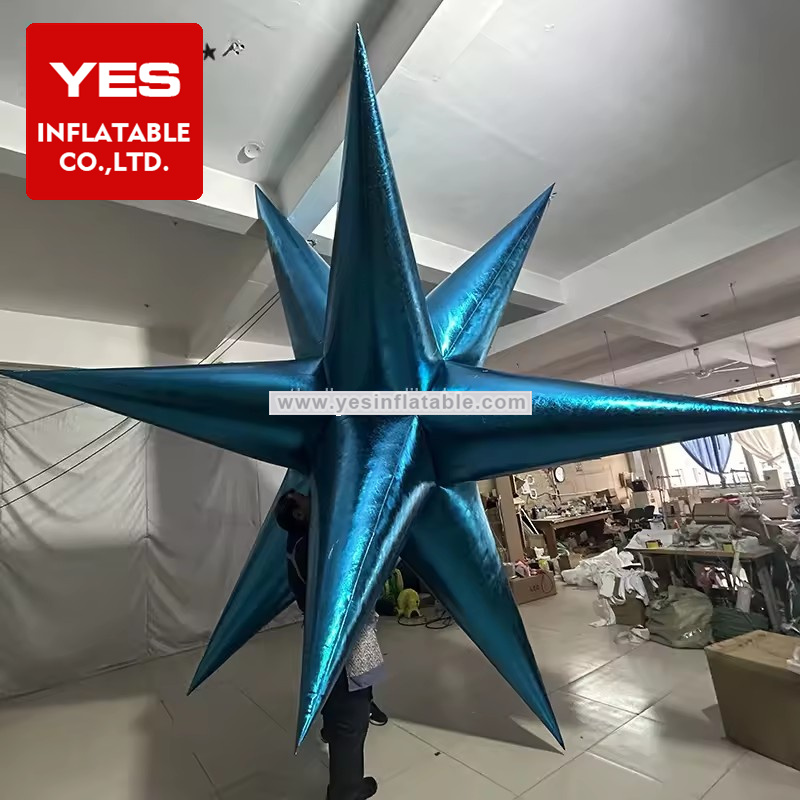 Stage Decorative Hanging RGB Color Lighting Balloons Star Inflatable Ceiling Lighting   Balloon