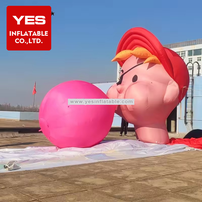 Factory Direct Sale High Quality Inflatable Cartoon Model Inflatable Boy With Red Cap Blowing Up Balloons