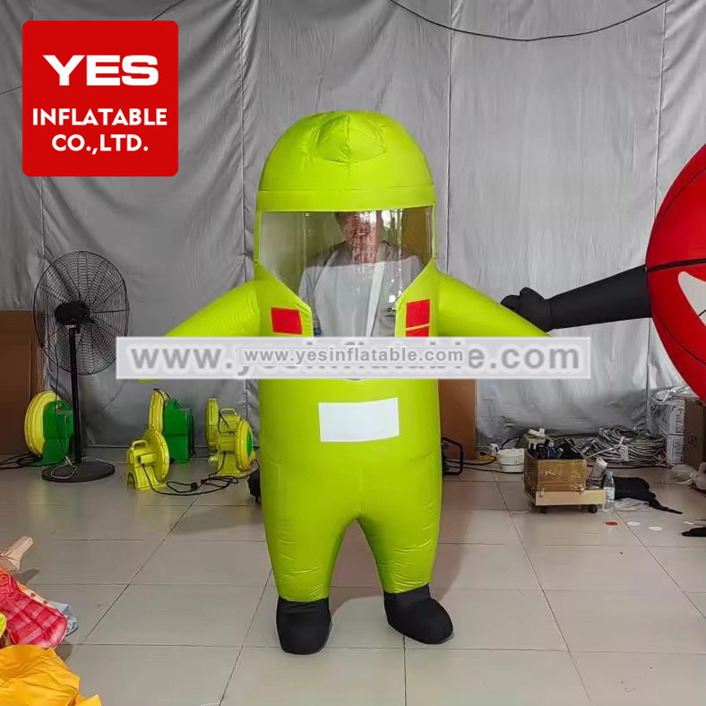 Customized Inflatable Walking Cartoon Inflatable Green Robot Costume