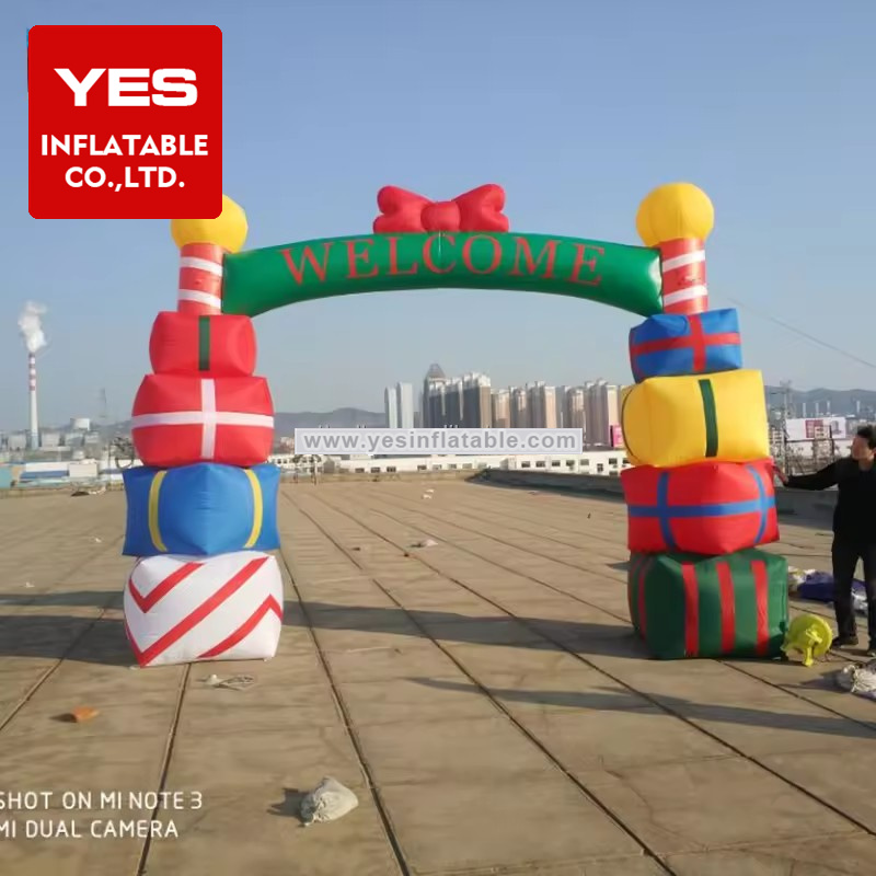 Custom Inflatable Entrance Arch Party Yard Art Decoration Inflatable Gift Boxes Christmas Arch