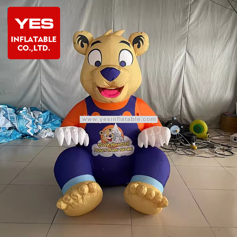 Cute Inflatable Cartoon Animal Wear Suspender Trousers Inflatable Brown Bear