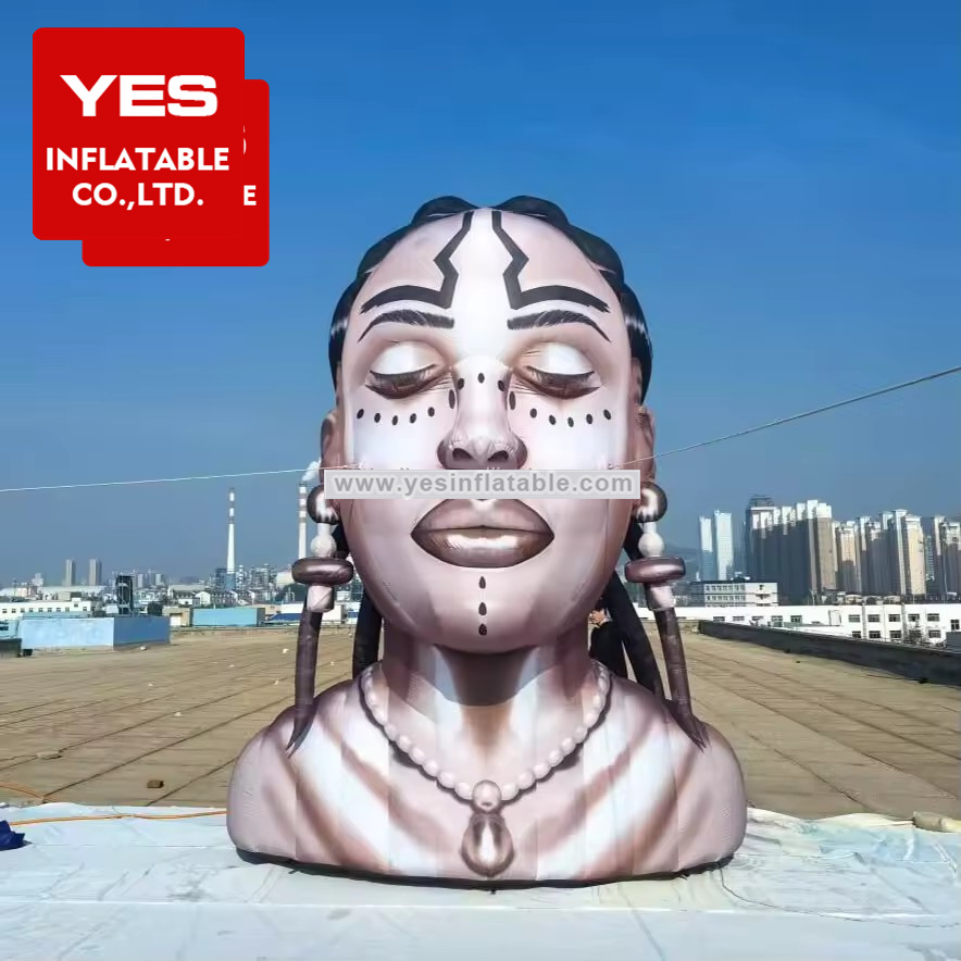 music festival stage decoration Indian maiden women huge inflatable head