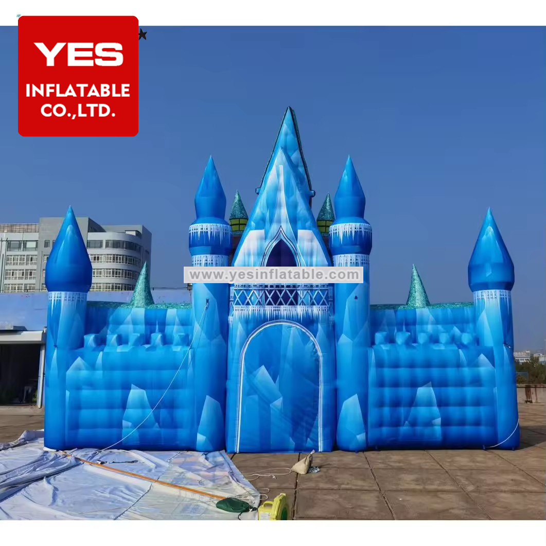 Fairy tale world theme blue high inflatable princess castle backdrop