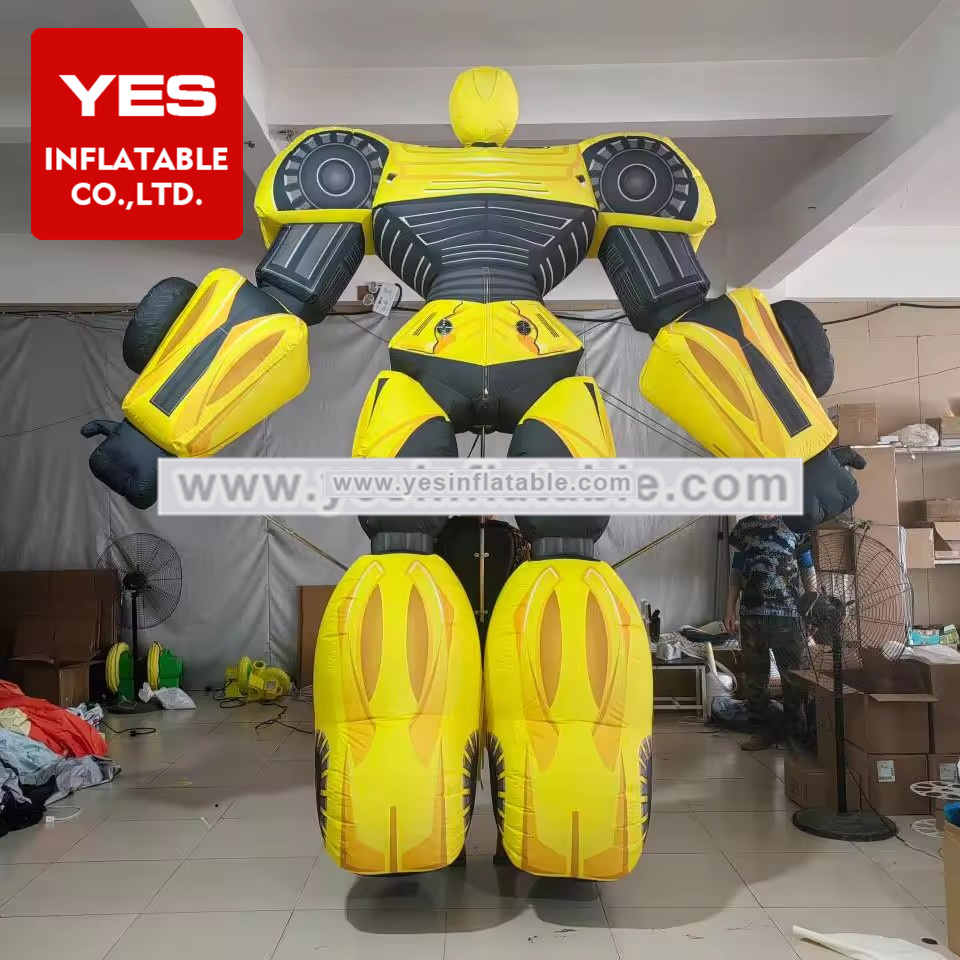 Customized Walking Inflatable Parade Puppet Giant Yellow Inflatable Robot Costume