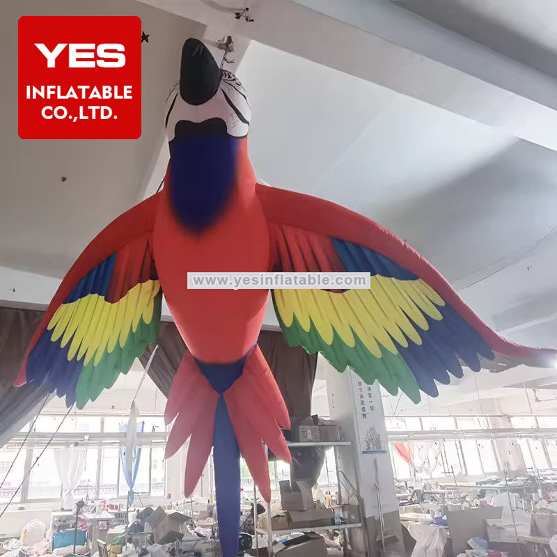 Custom Colorful Inflatable Hanging Animal Model Inflatable Parrot With Led Lights