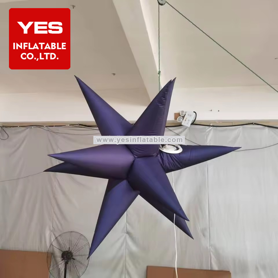 Hot Sale Party Decoration Hanging Purple Inflatable Star With Led Light