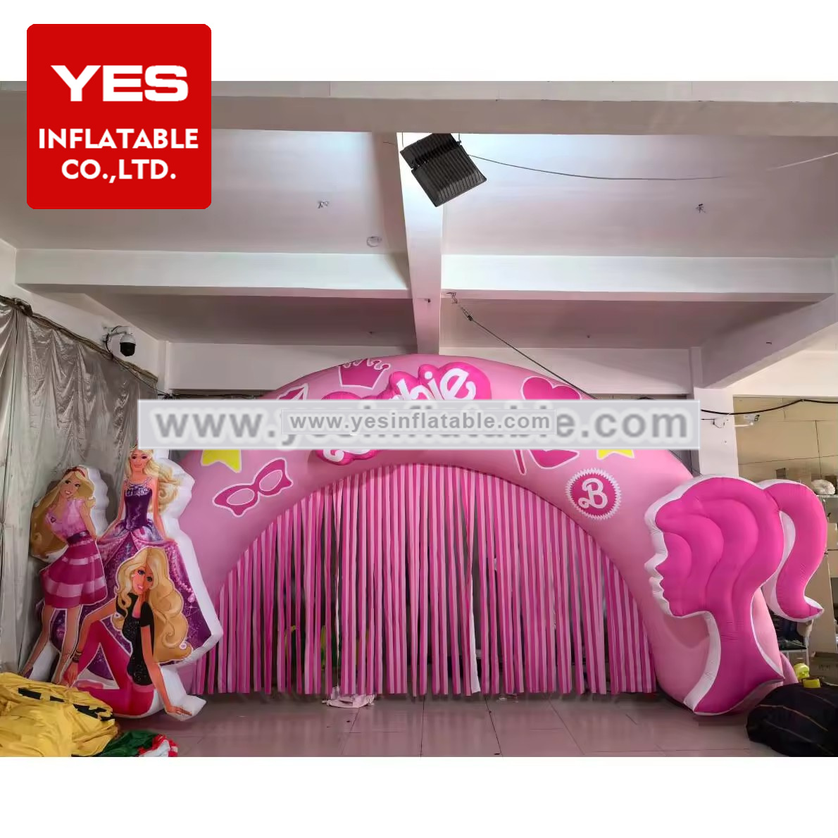 Customized Inflatable Cartoon Arch Pink Tassels Inflatable Princess Arch